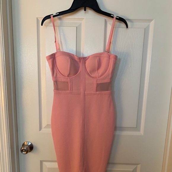 Strappy pink midi bodycon dress - Picture 1 of 3